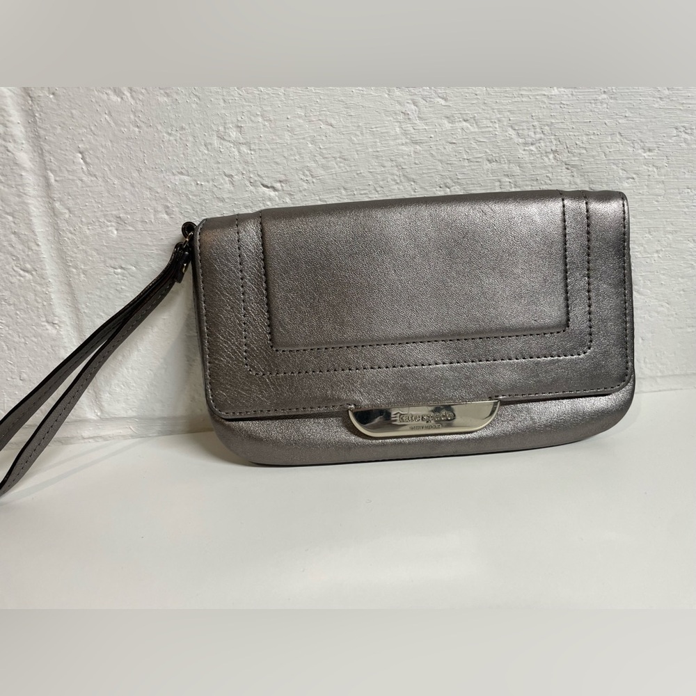 Kate Spade Silver Clutch with Wristlet